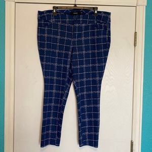 Torrid Skinny Work Pant, blue/white print, size 14